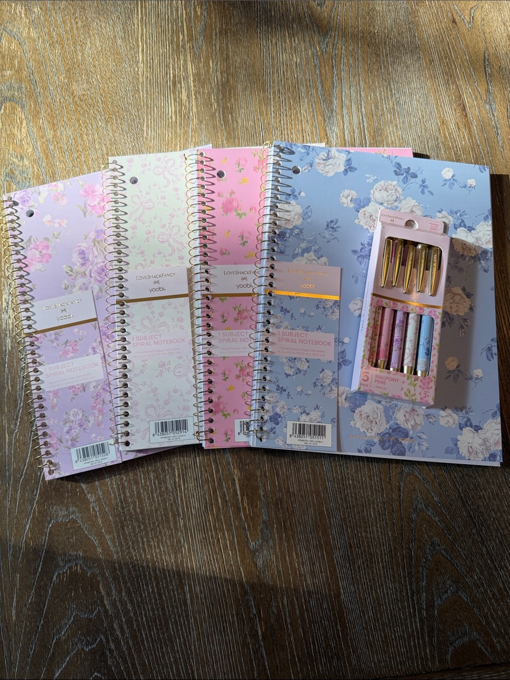 LoveShackFancy x Target Yoobi Set of 4 Spiral Notebooks 5 Ballpoint pen set